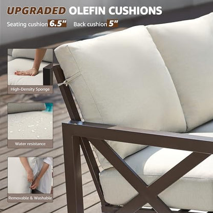 4 Pieces Patio Furniture Sets, X-Shape Frame Designed