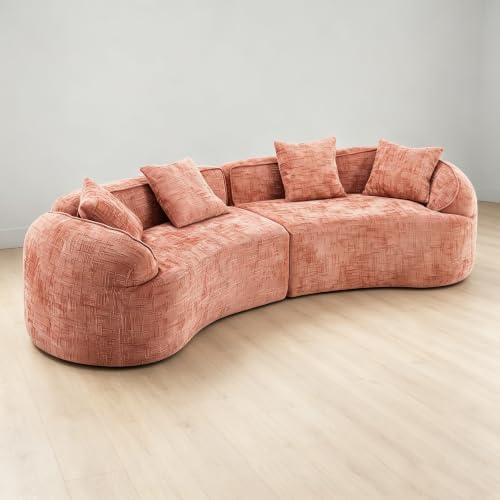 109" Curved Modular Boneless Sofa 4-Seat Compressed Foam Cloud Couch