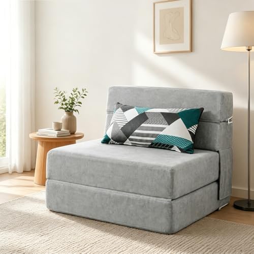 ANONER Folding Sofa Bed Couch Memory Foam Fold Out Chair Bed with Pillow
