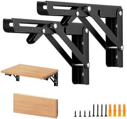 Matte Black Folding Shelf Brackets, 8 Inch, 4 Pack
