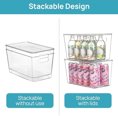 Vtopmart 10 Pack Clear Stackable Storage Bins with Lids and Handles, XLarge
