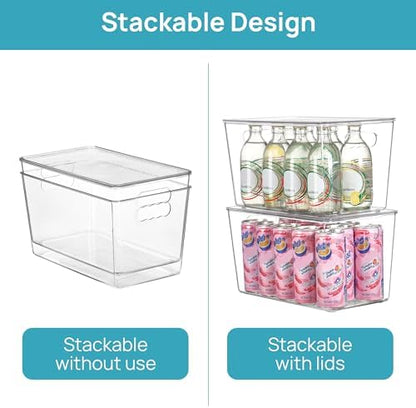 Vtopmart 10 Pack Clear Stackable Storage Bins with Lids and Handles, XLarge