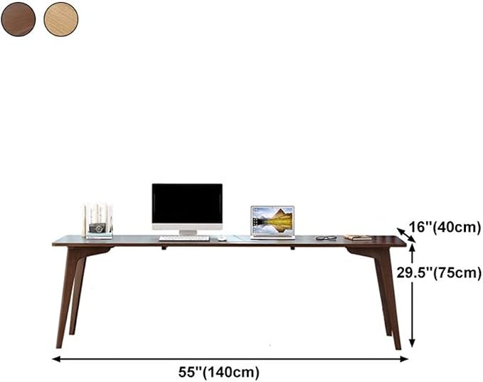 LAKIQ Pine Solid Wood Writing Desk Modern Rectangular Home Office Working Table Desktop Computer Desk Home Writing Table for Small Space-Table Only (Walnut,55" L x 16" W x 30" H)