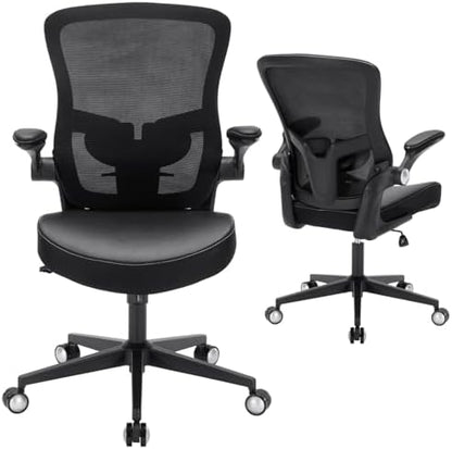 Office Chair-400lbs, Ergonomic Heavy Duty Office Desk Chair with Adjustable Lumbar Support Breathable Mesh Computer Chair with Flip-Up Armrests, Comfy Home Office Desk Chair for Heavy People