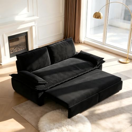 NicBex 73 Inch Sleeper Sofa, Queen Size Convertible Pull Out Couch, Black