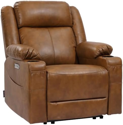 EONIX 24.8'' Wide Zero Clearance Wall Hugger Power Recliner, 5'7'', Saddle