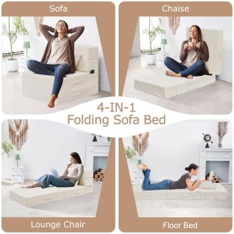 Folding Sofa Bed, Convertible Sleeper Chair Bed, Floor Sofa with Bag