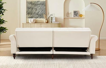 Legend Vansen 87.8 inchs Convertible Velvet Bed Sleeper Futon Sofas, Cream