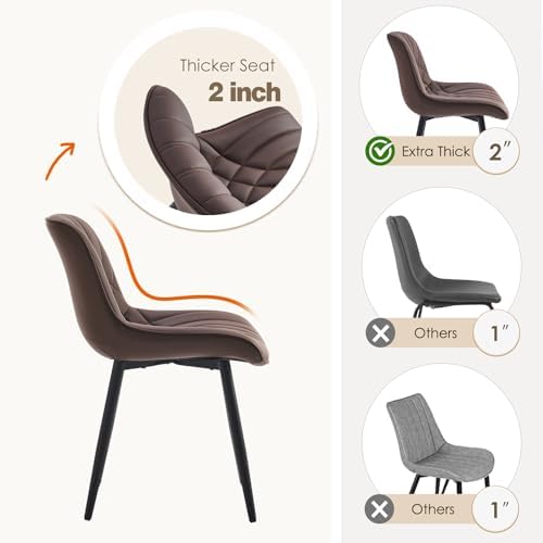 YOUNUOKE Dining Chairs Set of 2 Mid Century Modern Kitchen Chair Brown