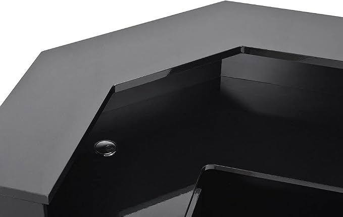 Dir Reception Area Counter, Receptionist Desk, Lobby Check-in Desk with LED Lights Valencia, Black-112