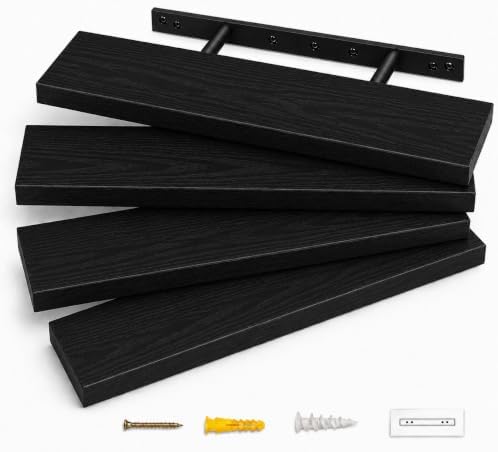 Floating Shelves for Wall Decor,Set of 4,23in,Black