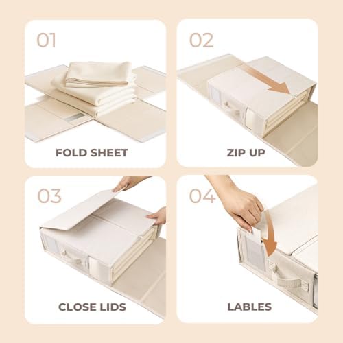 Cotton Linen Sheet Organizers and Storage, 6Pack Off-White