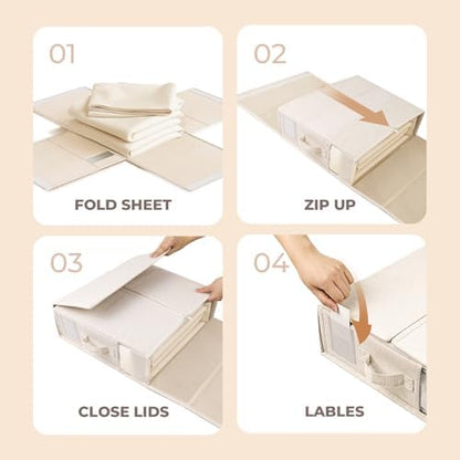 Cotton Linen Sheet Organizers and Storage, 6Pack Off-White