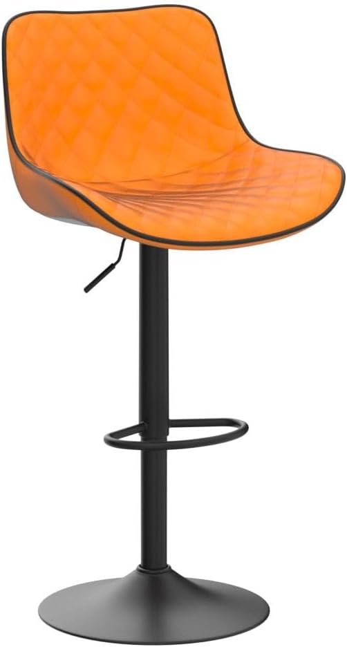 YOUTASTE Orange Black Bar Stools Set of 2, Adjustable Counter Height Swivel Barstools with Faux Leather & Metal Legs, 300 lbs Capacity, Mid-Century Modern Style for Kitchen Island, Home & Restaurant