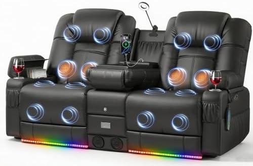Power Loveseat Recliner Sofa with Massage & Heat, Gray