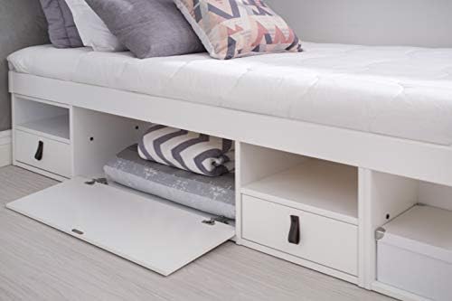memomad Bali Storage Platform Bed Frame, Twin Size, Matte White