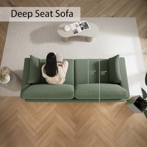 Modern Loveseat Sofa Corduroy Fabric Couches (Green)