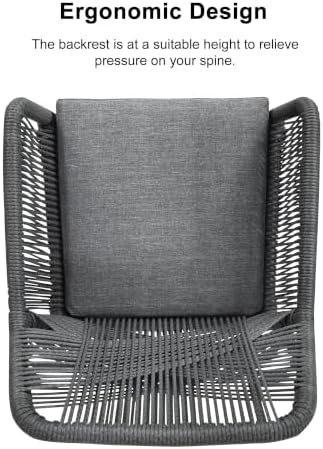 PURPLE LEAF Outdoor Table and Chairs for 6 Woven PE Rattan Aluminum Grey