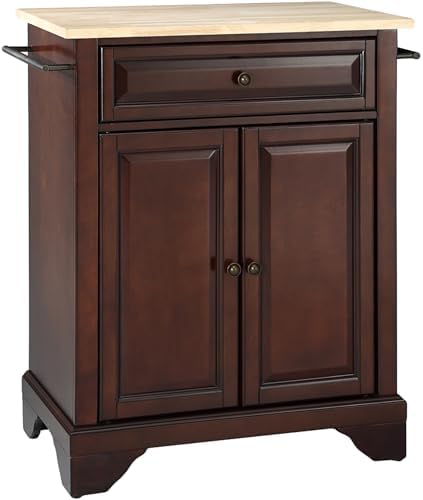 Crosley Furniture Lafayette Small Rolling Kitchen Island, Wood Top