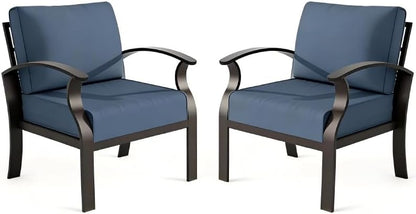 ALAULM Aluminum 2-Seat Patio Furniture Set, Metal Outdoor Furniture Sectional Sofas w/5.1" Cushions for Patio, Backyard, Poolside-DarkBlue