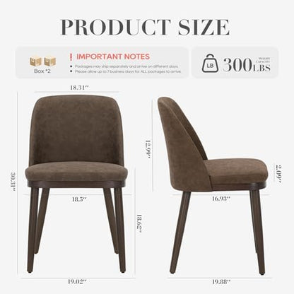 COLAMY Upholstered Dining Chairs Set of 4, Modern Kitchen Chairs with Back, Leather Side Dining Room Chairs with Wood Legs for Kitchen Dining Room Restaurant, Dark Brown
