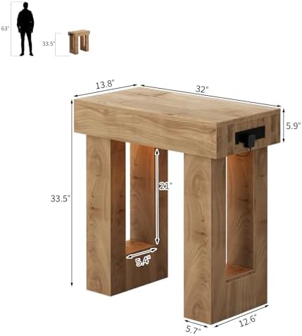 Unikito 32" Entry Table with Sensor Light & AC Outlets with USB-C Ports