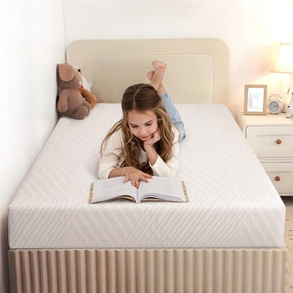 MLILY 10 Inch Twin Mattress for Kids Green Tea Memory Foam Medium Firm