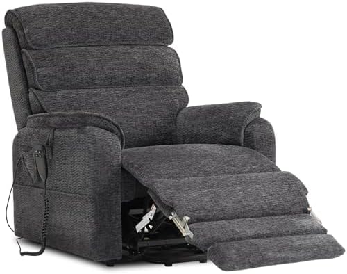 DYNOX 9198L Tall Power Lift Recliner, Extended Footrest, Dark Grey