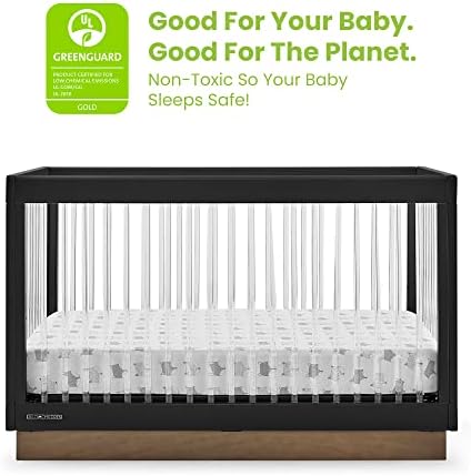 Delta Children James Acrylic 4-in-1 Convertible Crib - Greenguard Gold Certified, Midnight Grey/Acorn