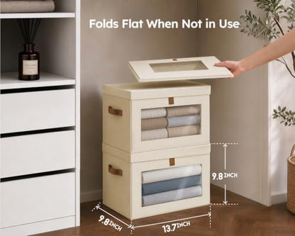 Storage Bins with Lids - Closet Organizer with Front Opening