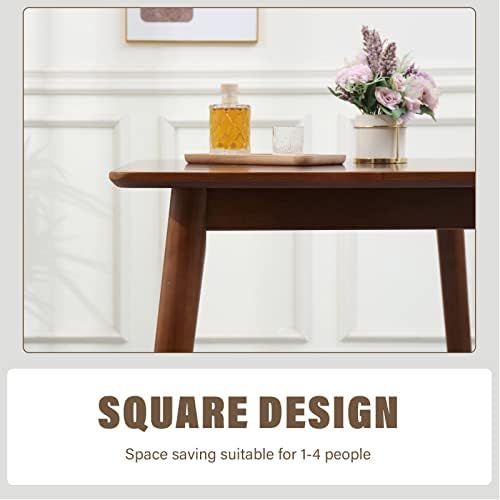 OGMILL 27.6" Small Dining Table Square for 2, Kitchen Dinner Table Rustic Space-Saving Dining Table Mid Century Modern Table with Solid Wood Leg for Small Spaces (Walnut)