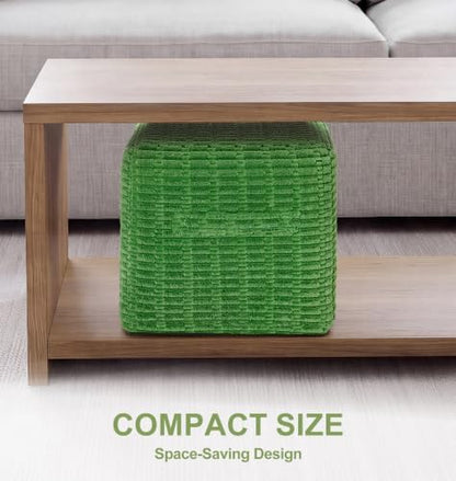 Hobestluk Pouf Ottoman Foot Rest Stool Under Desk Square16 Inch Green