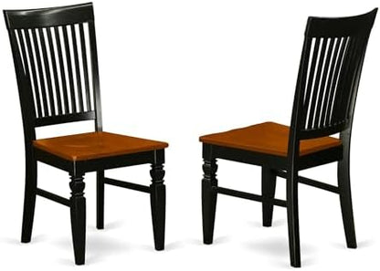 East West Furniture WEC-BCH-W Weston Dining Chairs - Slat Back Wooden Seat Chairs, Set of 2, Black & Cherry