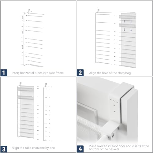 Whitmor 27 Pair Over The Door Shoe Organizer, 11 Tier Hanging Shoe Organizer, Heavy Duty Metal & Mesh Shoe Holder, Hanging Shoe Rack for Closet Organizer & Storage, 7.5 L x 21.7 W x 79.9 H, White