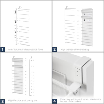 Whitmor 27 Pair Over The Door Shoe Organizer, 11 Tier Hanging Shoe Organizer, Heavy Duty Metal & Mesh Shoe Holder, Hanging Shoe Rack for Closet Organizer & Storage, 7.5 L x 21.7 W x 79.9 H, White