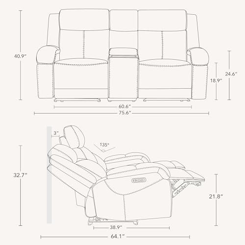 Watson & Whitely Genuine Leather Power Recliner Sofa & Loveseat Set, Cream