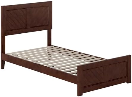 AFI, Berkshire Twin Solid Wood Low Profile Platform Bed with Matching Footboard, Walnut