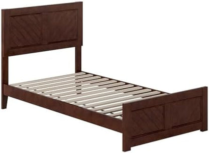 AFI, Berkshire Twin Solid Wood Low Profile Platform Bed with Matching Footboard, Walnut