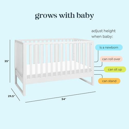 Davinci Hunter 3-in-1 Convertible Baby Crib, GREENGUARD Certified, White