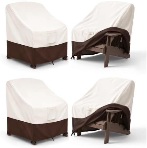 Bitubi Waterproof 4 Pack Patio Adirondack Chair Cover for Outdoor Chair Size Up to 30W x 34D x 36H inch,Outdoor Lawn Patio Furniture Covers (Brown)