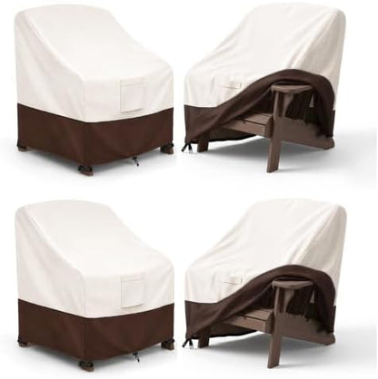 Bitubi Waterproof 4 Pack Patio Adirondack Chair Cover for Outdoor Chair Size Up to 30W x 34D x 36H inch,Outdoor Lawn Patio Furniture Covers (Brown)