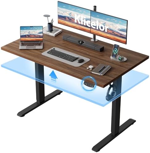 Klicelor 48 x 24" Electric Standing Desk, Height Adjustable, Dark Walnut