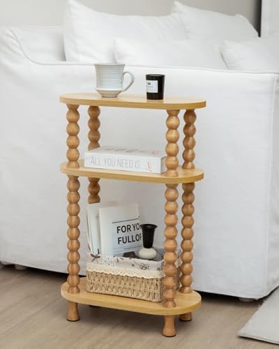 3-Tier Narrow Side Table, Slim End Table for Small Spaces