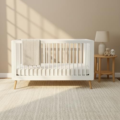 Tatum 3-in-1 Convertible Baby Crib with Guardrail - White