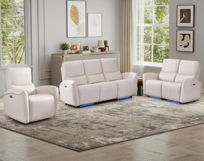 Bonzy Home Power Recliner Sofa Set, Single Sofa+Loveseat+3 Seat, White