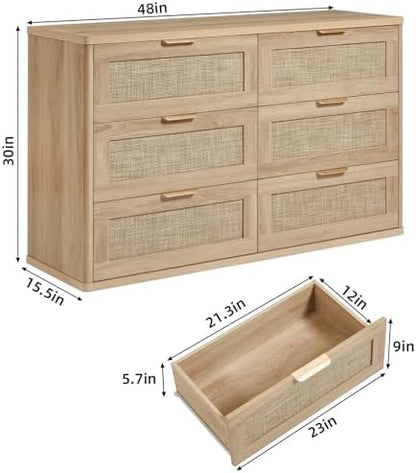 LEYAOYAO Rattan Dresser for Bedroom Set 2, 48'' Drawers Dressers