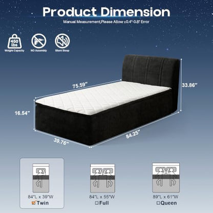 Twin Boneless Bed with Frame Mattress & Headboard, No Assembly, Black
