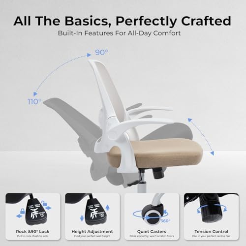 amseatec Mesh Office Chair, Ergonomic Home Office Chair with Flip-Up Arms