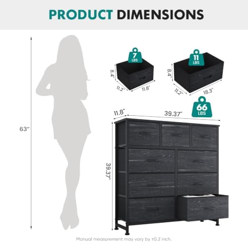 OLIXIS 9 Drawer Tall Dresser for Bedroom, Closet Organizers and Storage