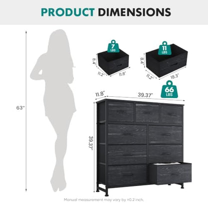 OLIXIS 9 Drawer Tall Dresser for Bedroom, Closet Organizers and Storage
